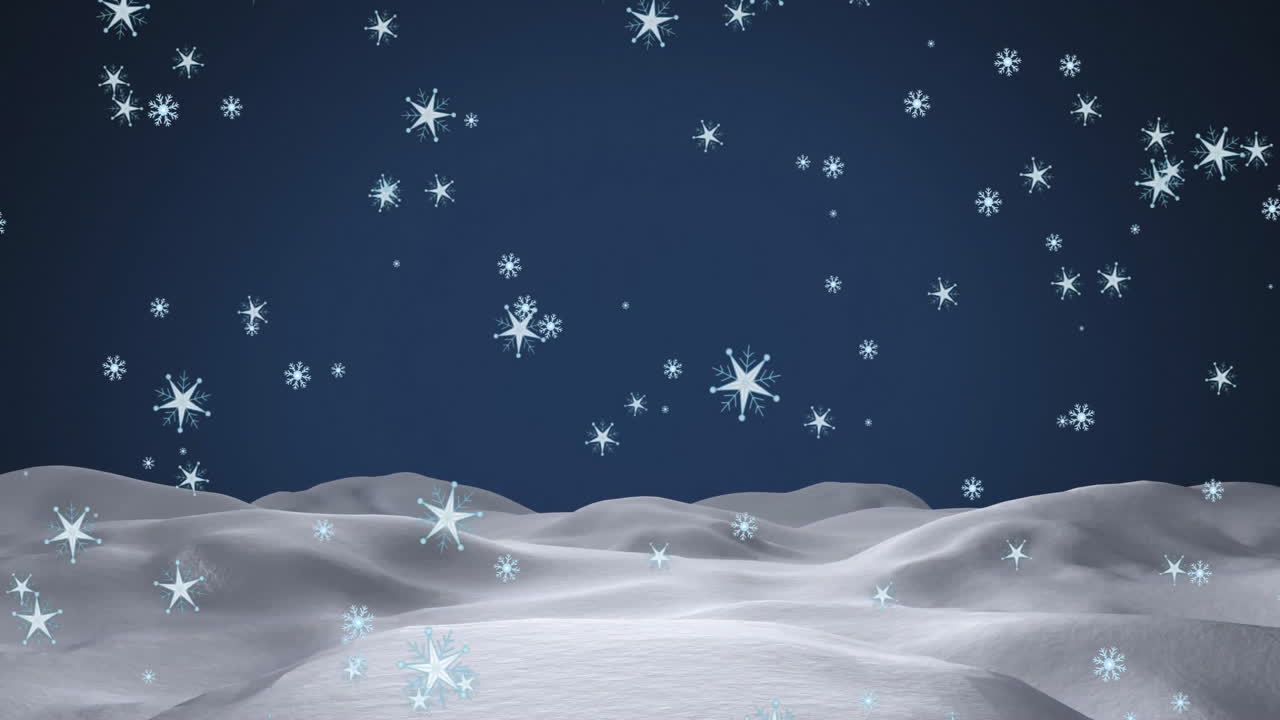 파란색 배경 에 내리는 눈 의 애니메이션