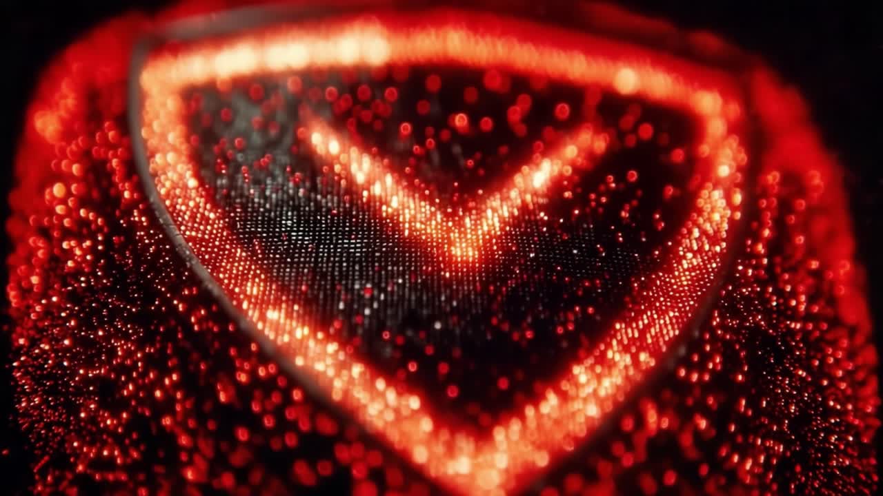 A Stunning Visual Representation of a Shield Design Featuring a Glowing Red Pattern Against a Dark Background, Emphasizing Texture and Depth in Digital Art