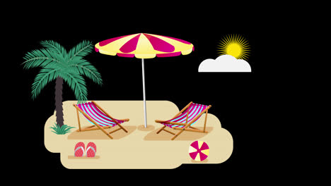 summer-travel-animation-vacations-Tourism-concept-essential-items-for-journey-with-Alpha-Channel.