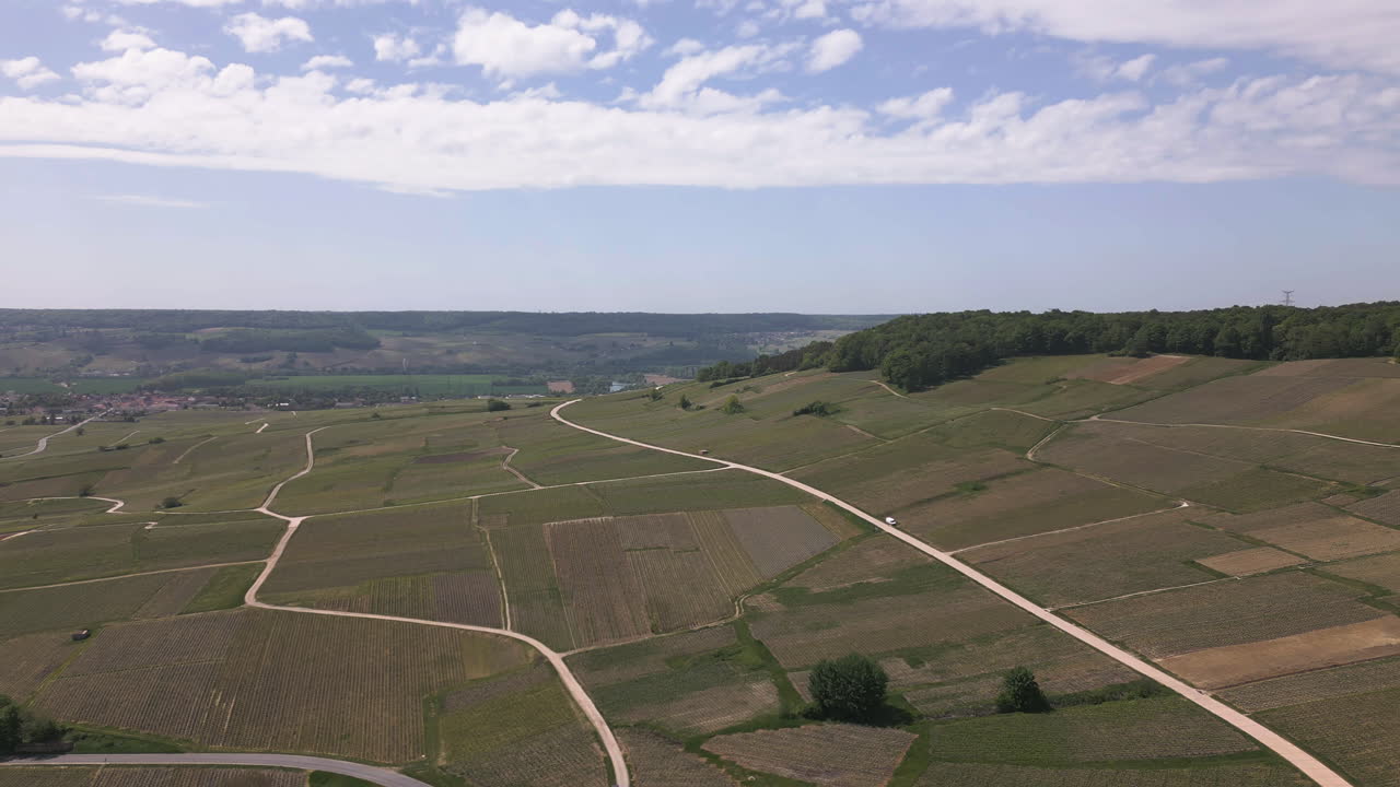 Green agriculture fields of France, aerial view
