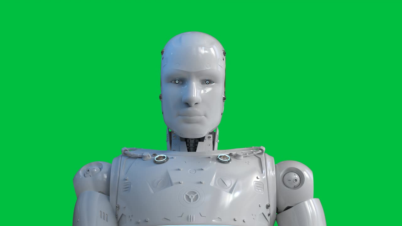 robot sullo schermo verde