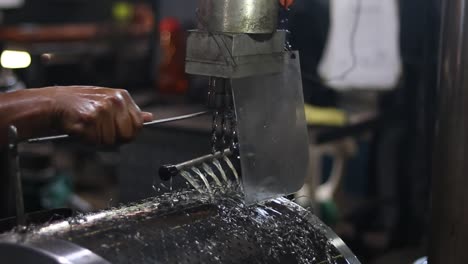 drill machine working detail shot