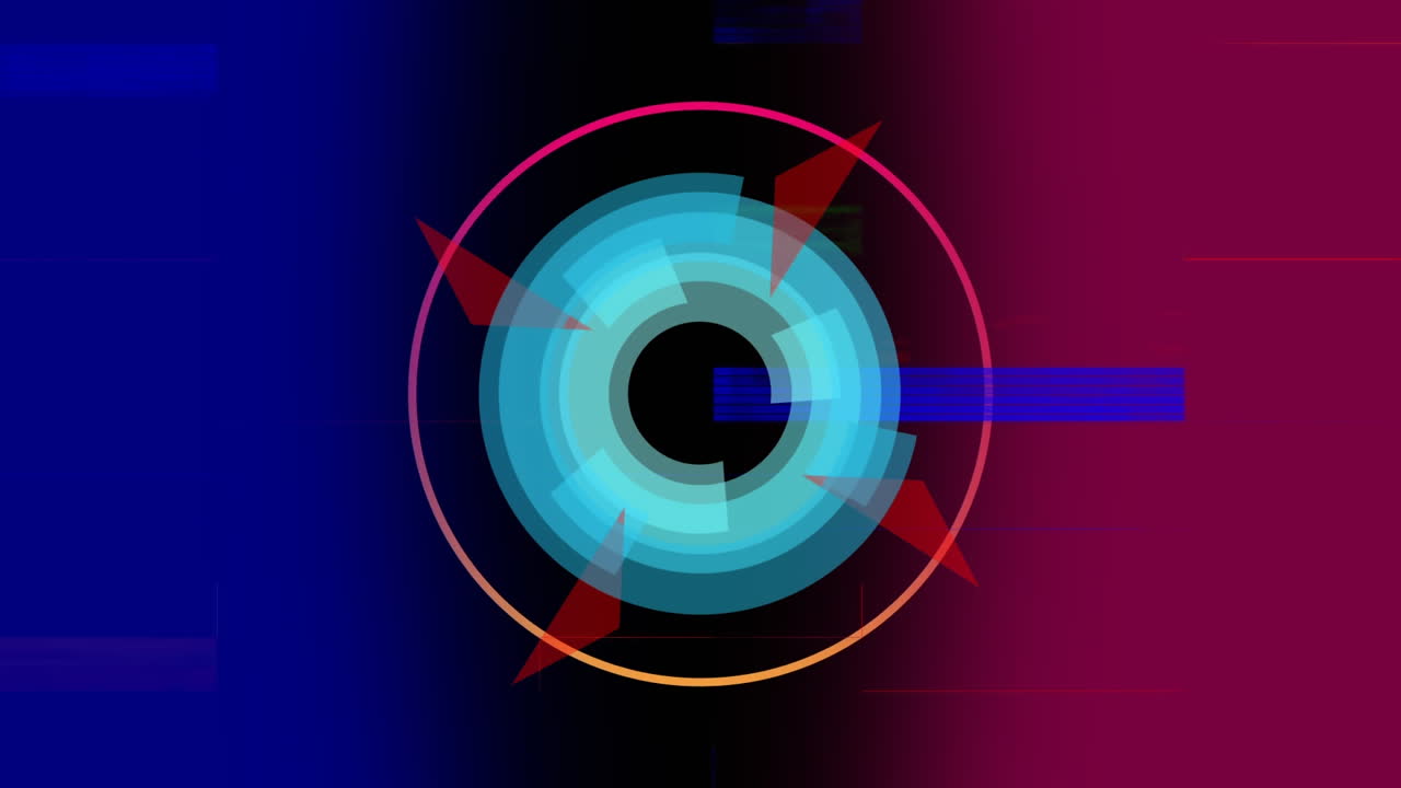 el arte digital fusiona círculos y tiras chisporroteantes en un fondo vibrante, imitando las turbinas.