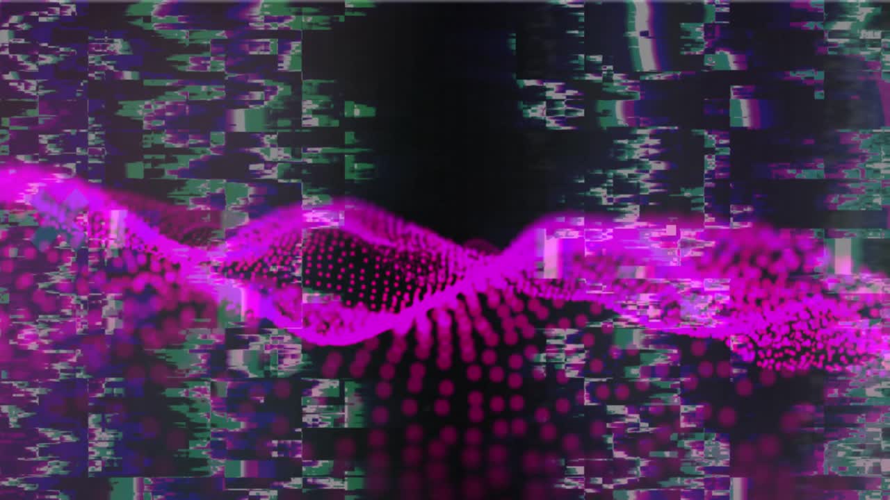 Animation of light trails and pink spots on black background