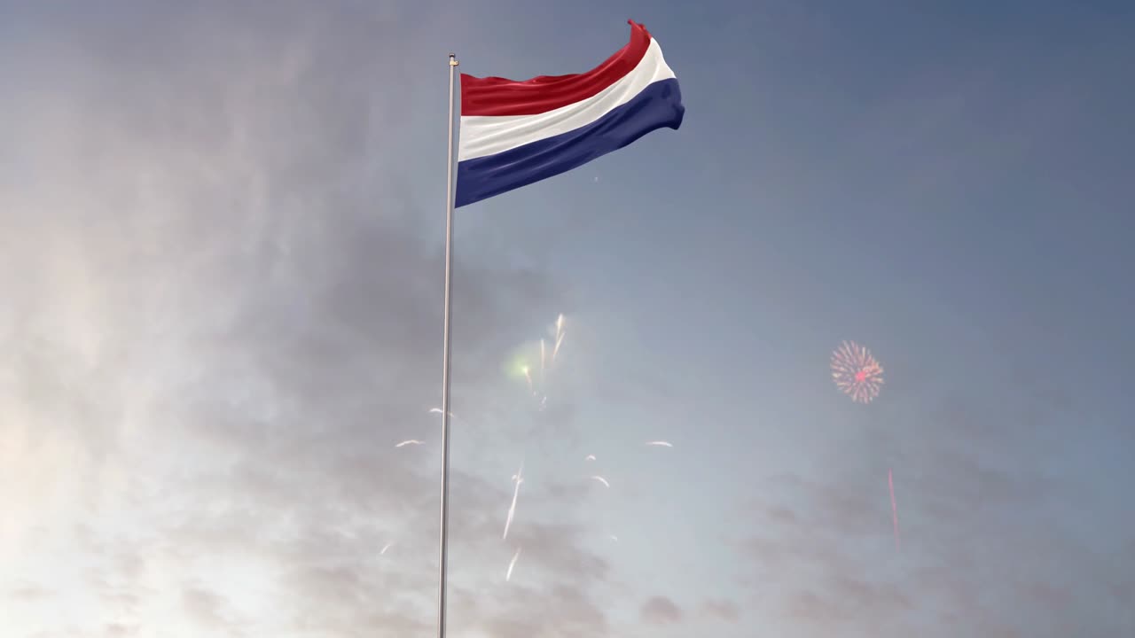 네덜란드 발과 불꽃놀이 배경