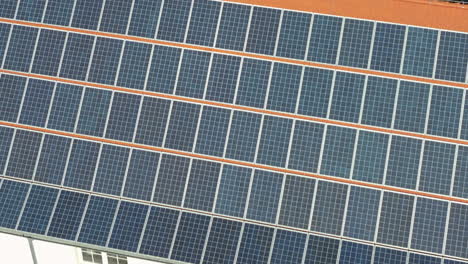 Close-up-aerial-shot-of-solar-panels-on-a-rooftop