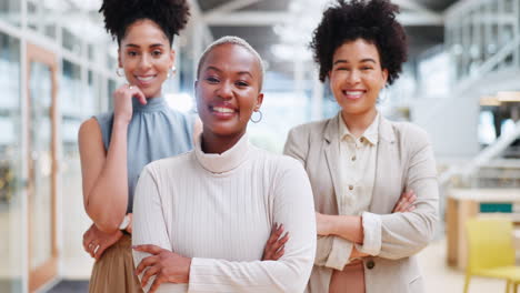 Liderazgo,-Orgullo-Y-Retrato-Del-Equipo-De-Mujeres-Negras