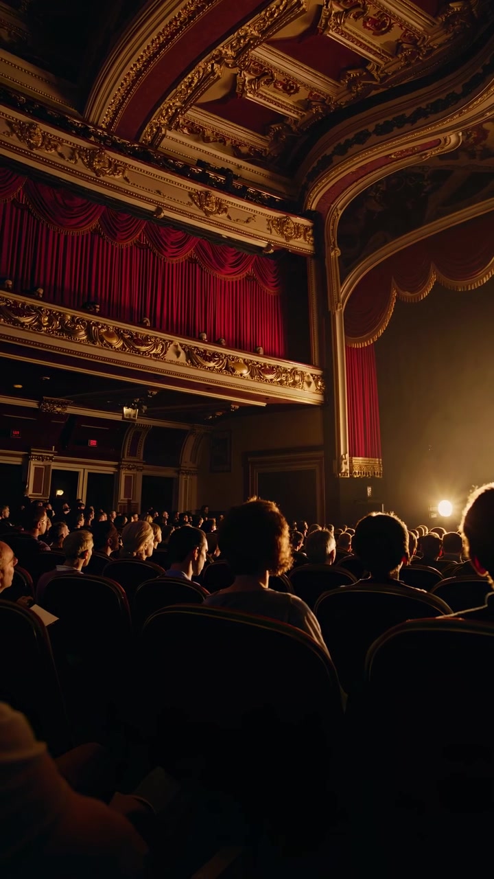 Pubblico che assiste a uno spettacolo in un grande teatro storico