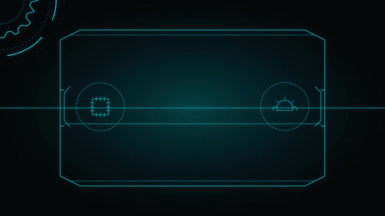 Futuristic Digital Interface Scanning Animation with Glowing Blue HUD Elements