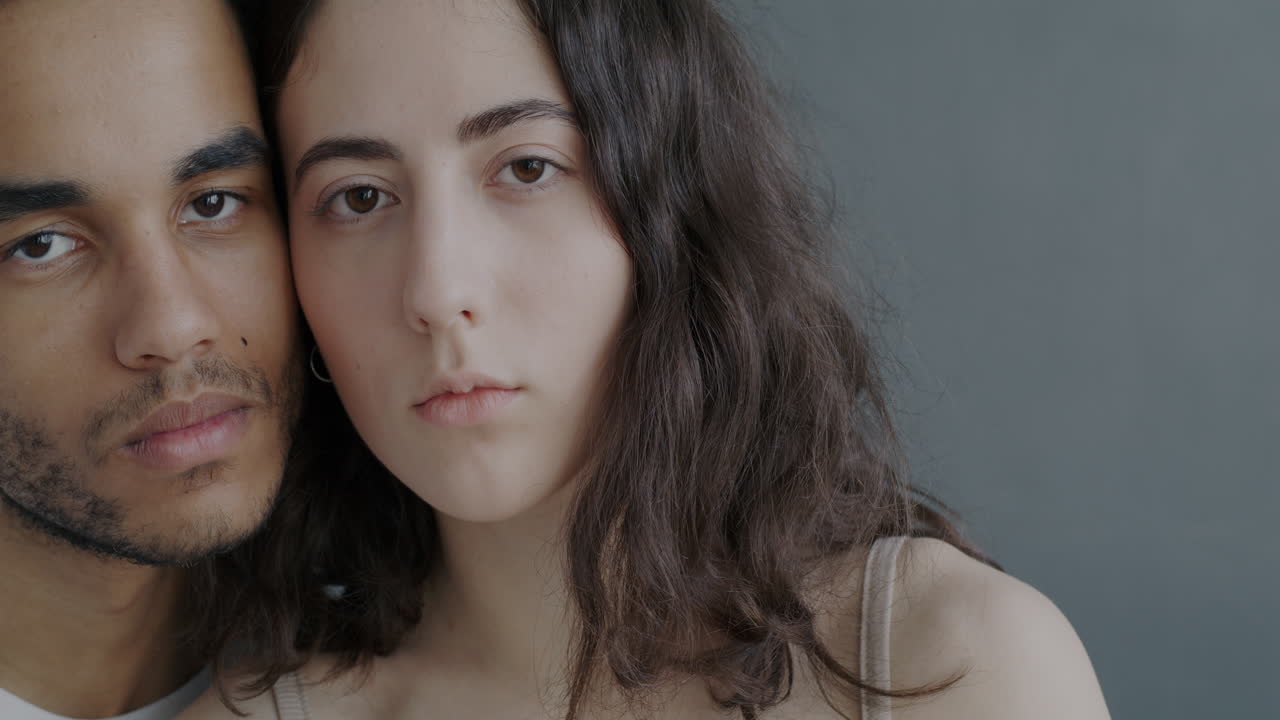 Close-up portrait of a diverse couple