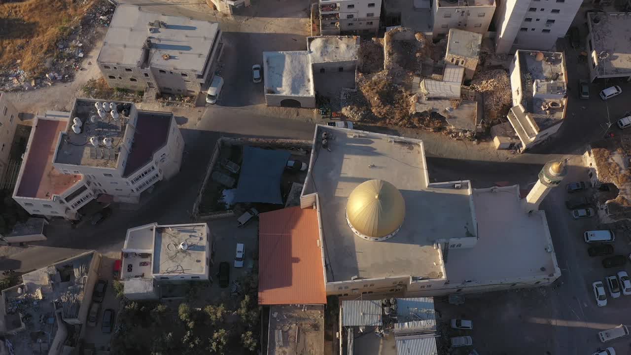 Moschea della Cupola d'Oro nel campo profughi di Anata, Palestina, Israele, Aerea