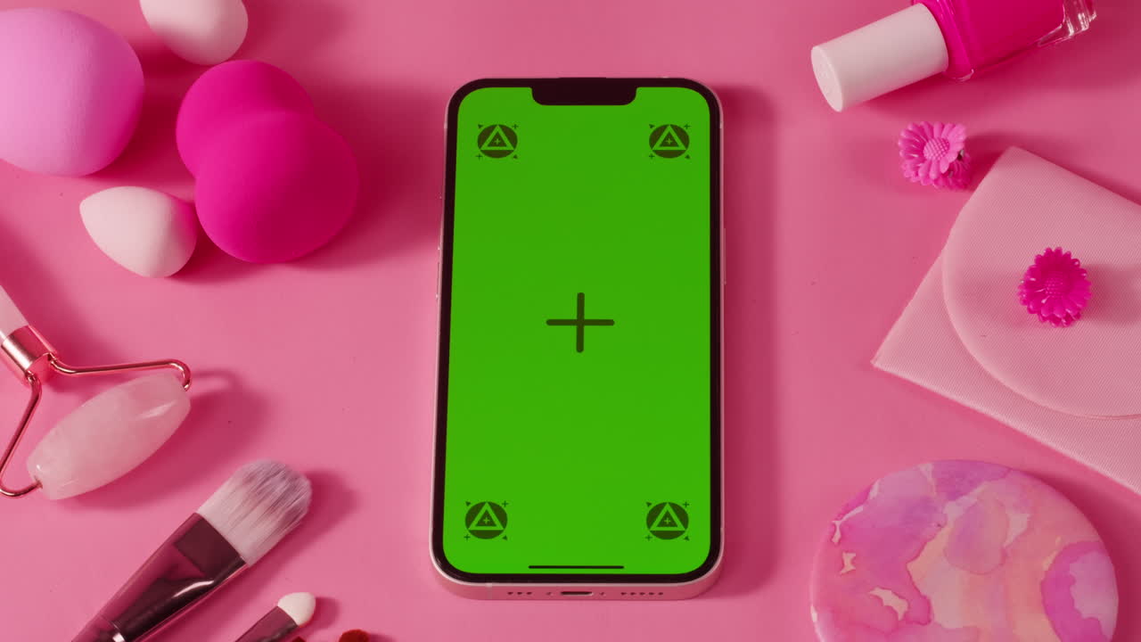 Pink Beauty Setup with Green Screen Phone