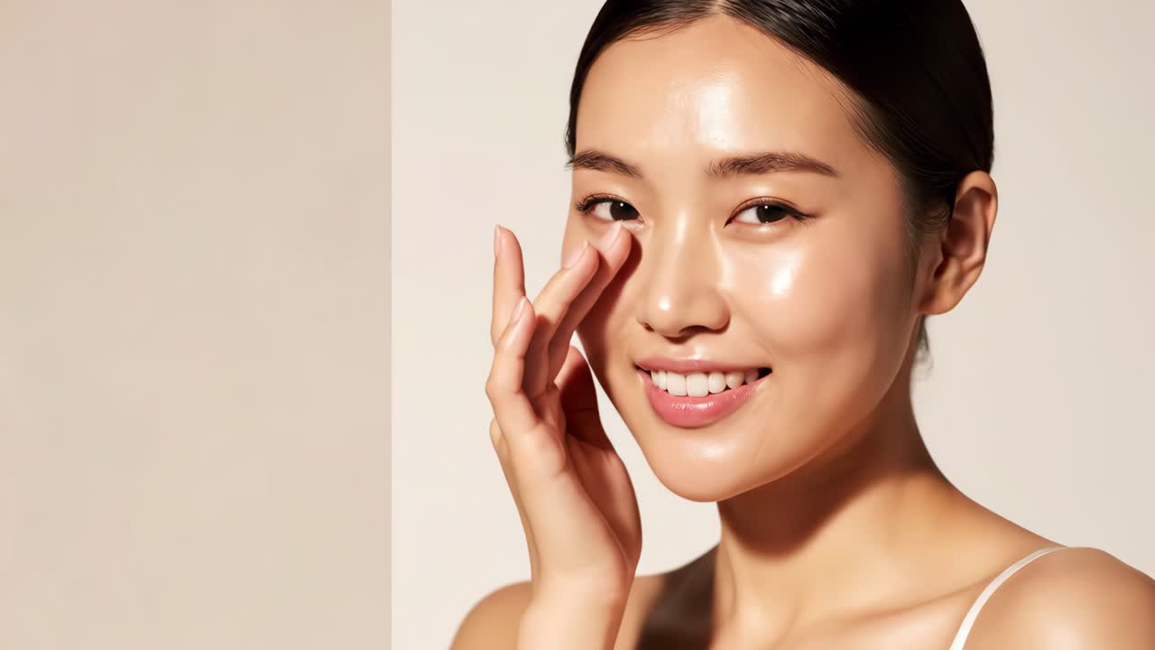 つやのある健康的な肌のアジア人女性。