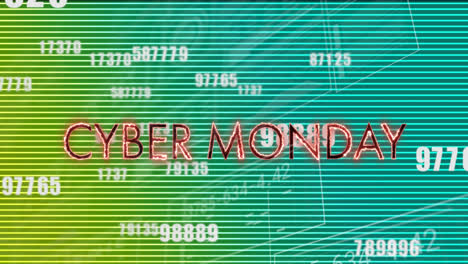 Animación-Del-Texto-Del-Cyber-Monday-Sobre-Procesamiento-De-Datos-Sobre-Fondo-Verde.