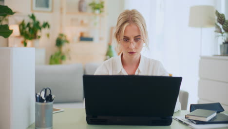 concentrated businesswoman working