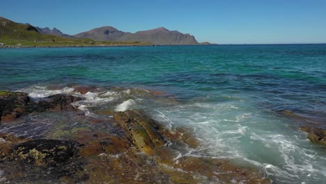 Beach-Lofoten-islands-is-an-archipelago-in-the-county-of-Nordland,-Norway.