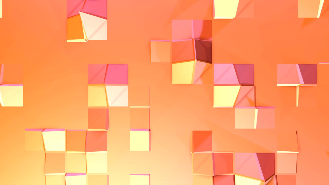 la superficie simple de baja poli 3d como fondo fractal. el fondo de movimiento de baja poli geométrica suave de desplazamiento de polígonos rojos naranjas puros. fondo de bucle sin costuras 4k fullhd con espacio de copia