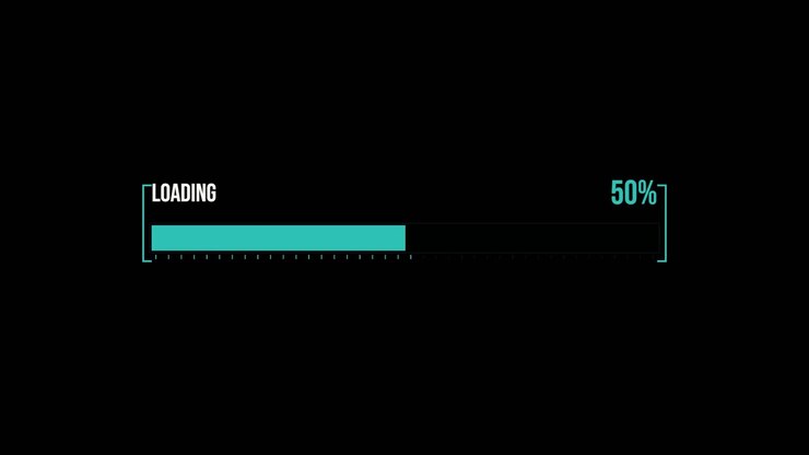 Digital Loading Progress Bar Animation on Black Background
