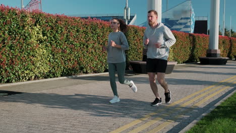 couple jogging in a park