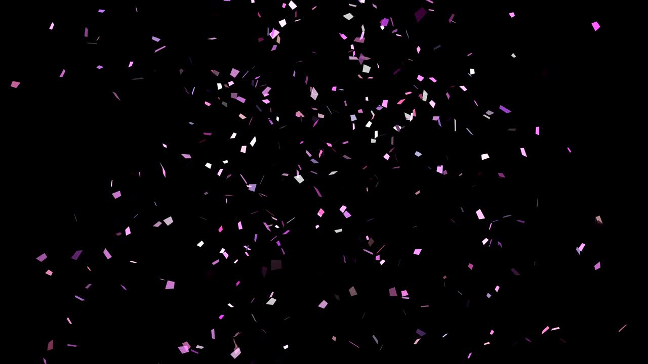 공중으로 아지는 콘페티 대포와 천천히 내려오는 분홍색