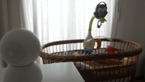 Newborn-crib,-security-wireless-camera-watching-him-sleep,-Musical-toy-rotating,-Daytime