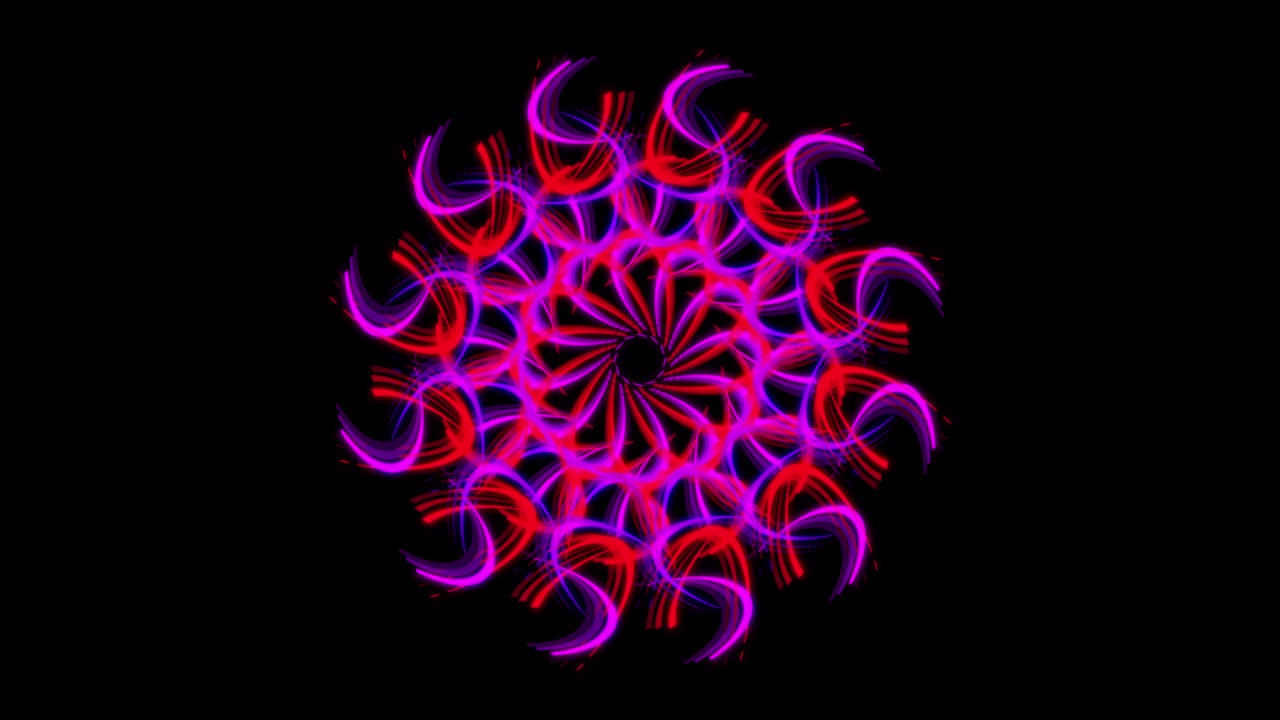 patrón de caleidoscopio geométrico abstracto con figura en movimiento que parece una flor aislada en fondo negro. animación de stock. mandala hipnótica multicolor, gráficos en movimiento, bucle sin costuras