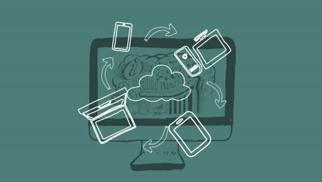 animación de iconos tecnológicos a través de la computadora