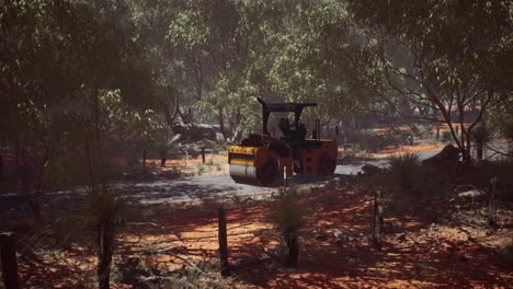tractor de rodillos en el bosque