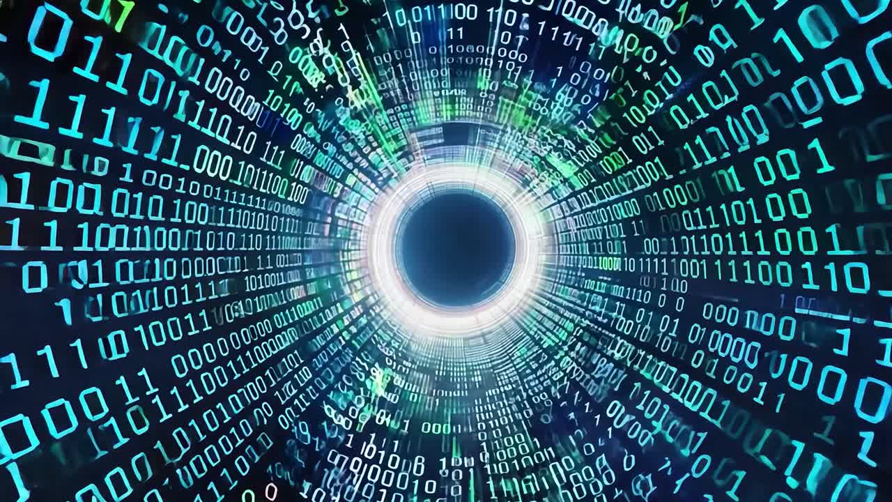 Abstract digital tunnel with binary code