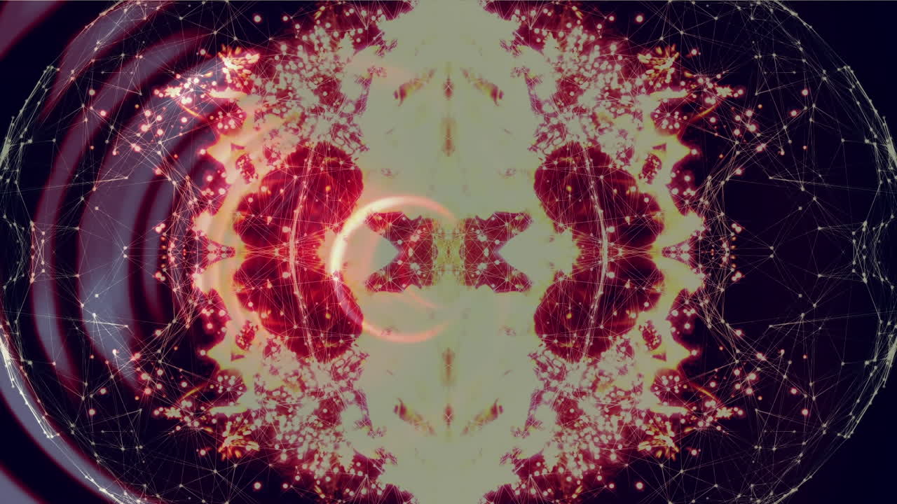 디지털 지구와 폭발과 불꽃놀이의 배경에서 움직이는 원