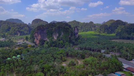 Tropical-landscape-karst-mountains-road-palm-trees