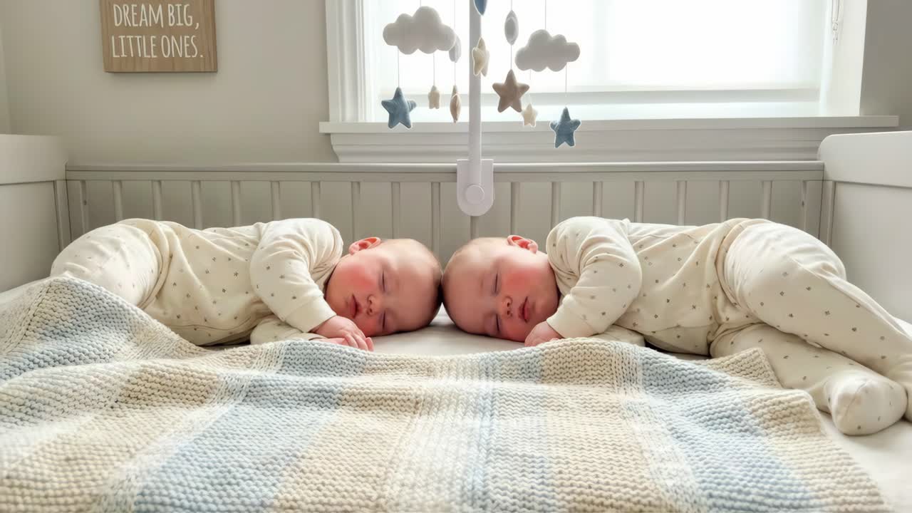Twins sleeping in a crib