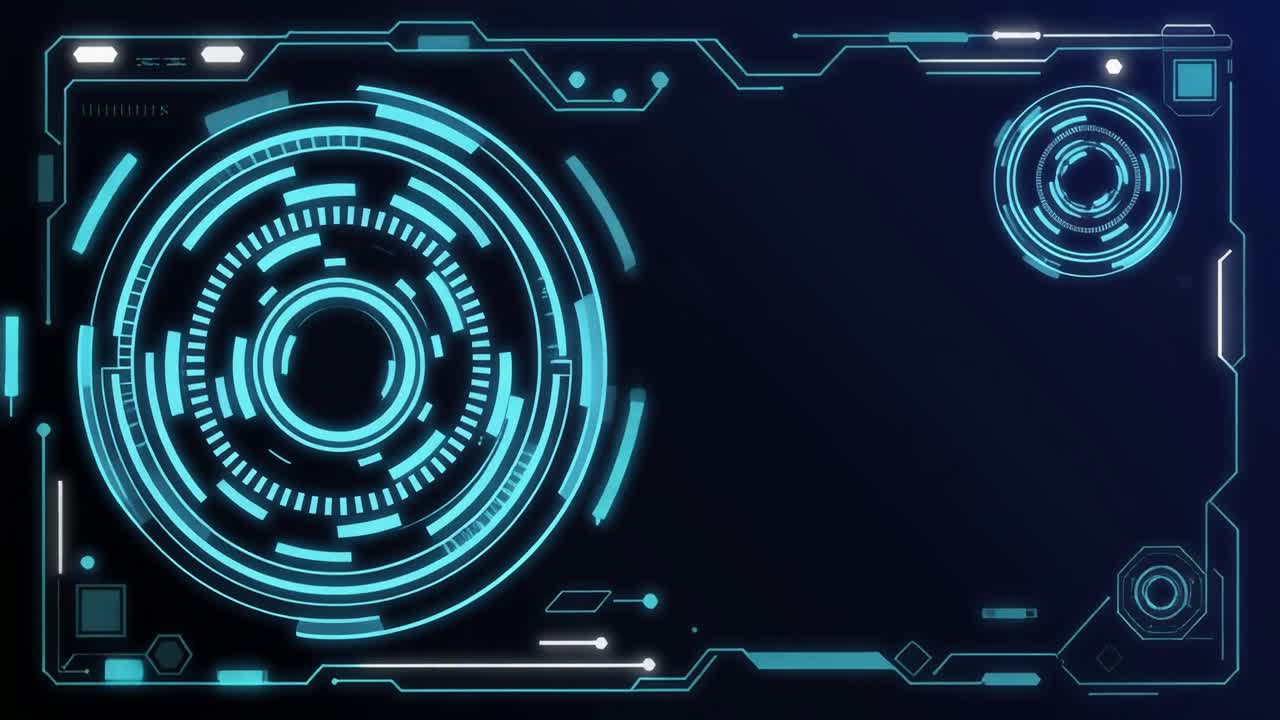 Futuristic HUD Interface with Blue Digital Elements and Data Animation