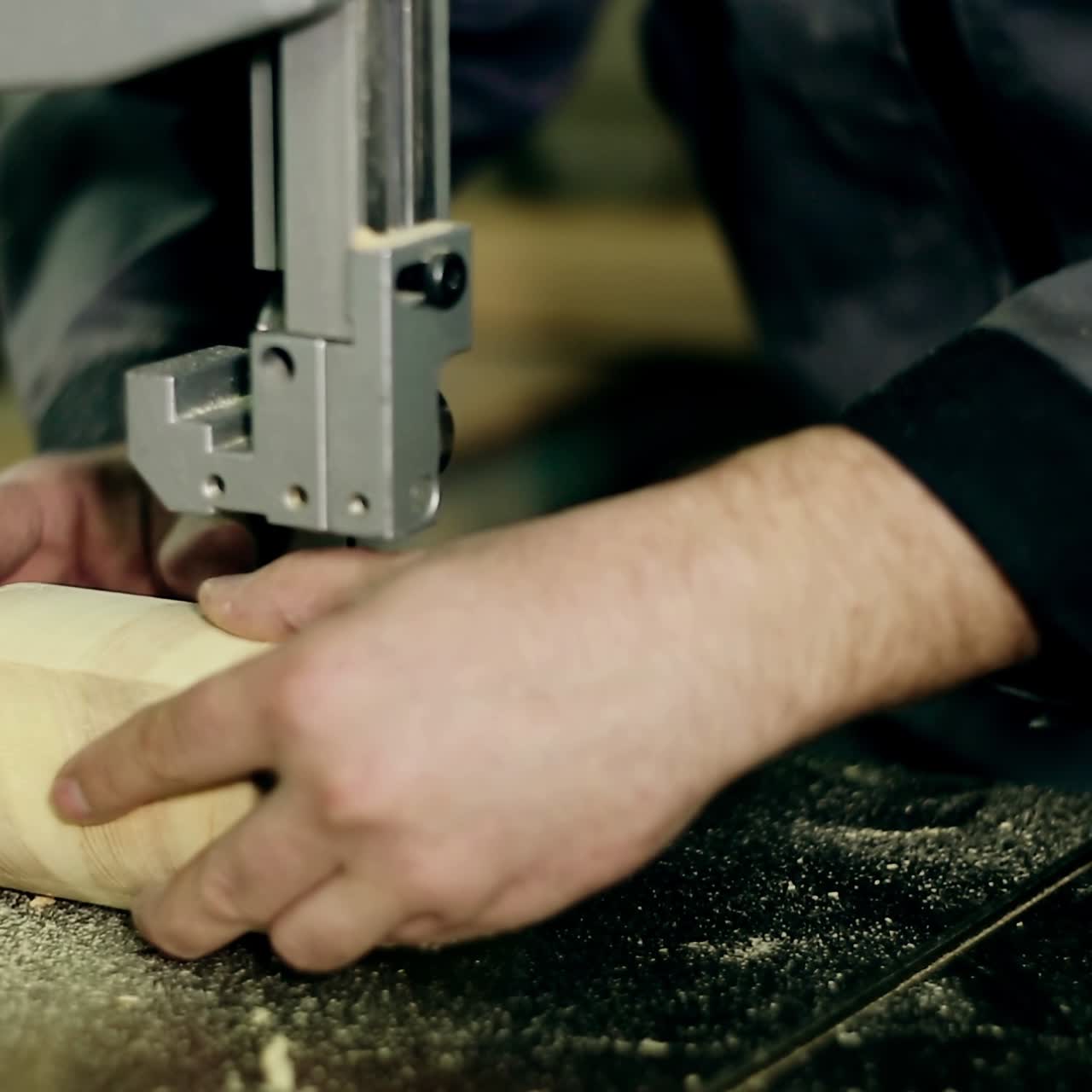 Sawing A Wooden Plank With Jig Saw
