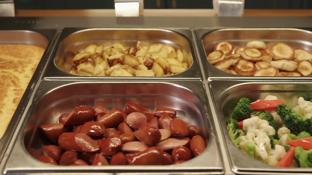 exhibición de alimentos de buffet