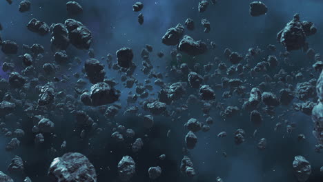 loop flying asteroids in outer space