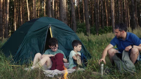 family excursion in the forest