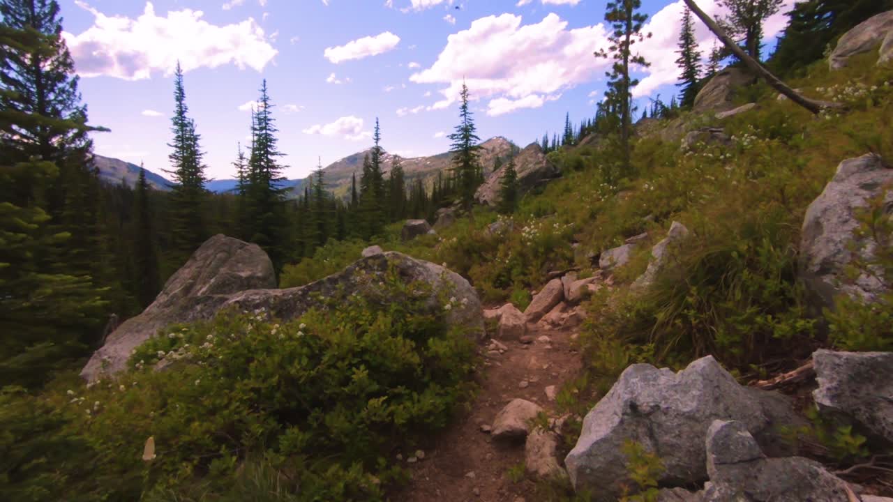 замедленный снимок, идущий по горной тропе