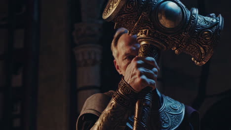 viking warrior with hammer