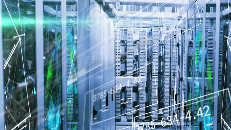 Data processing animation over servers in modern data center environment