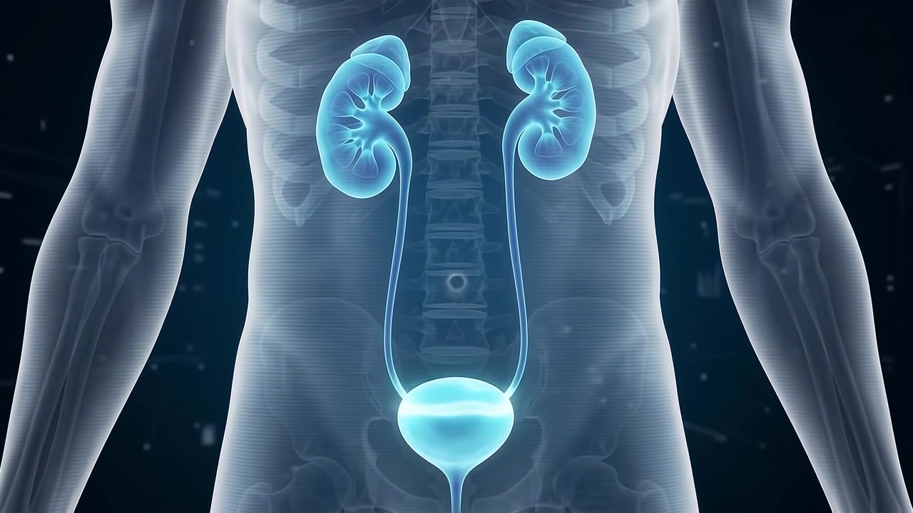 Animation médicale 3D du système urinaire humain