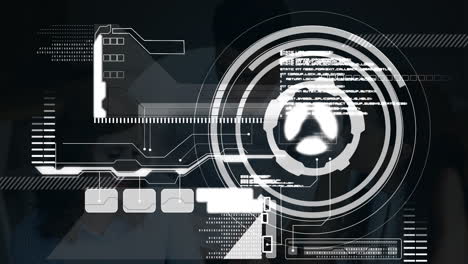 animation of digital interface over talking business people