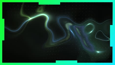 animation of glowing liquid moving on black background, with passing green and white lines