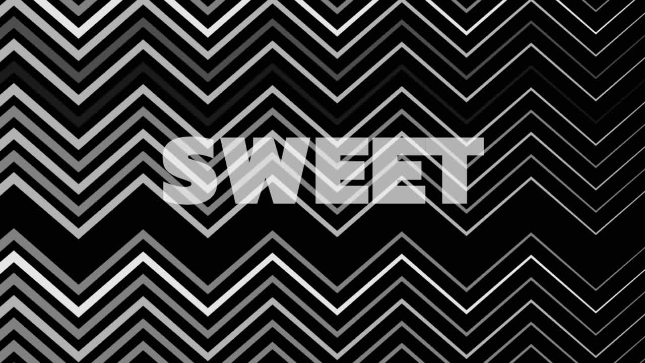 animación de texto dulce sobre impresión en blanco y negro