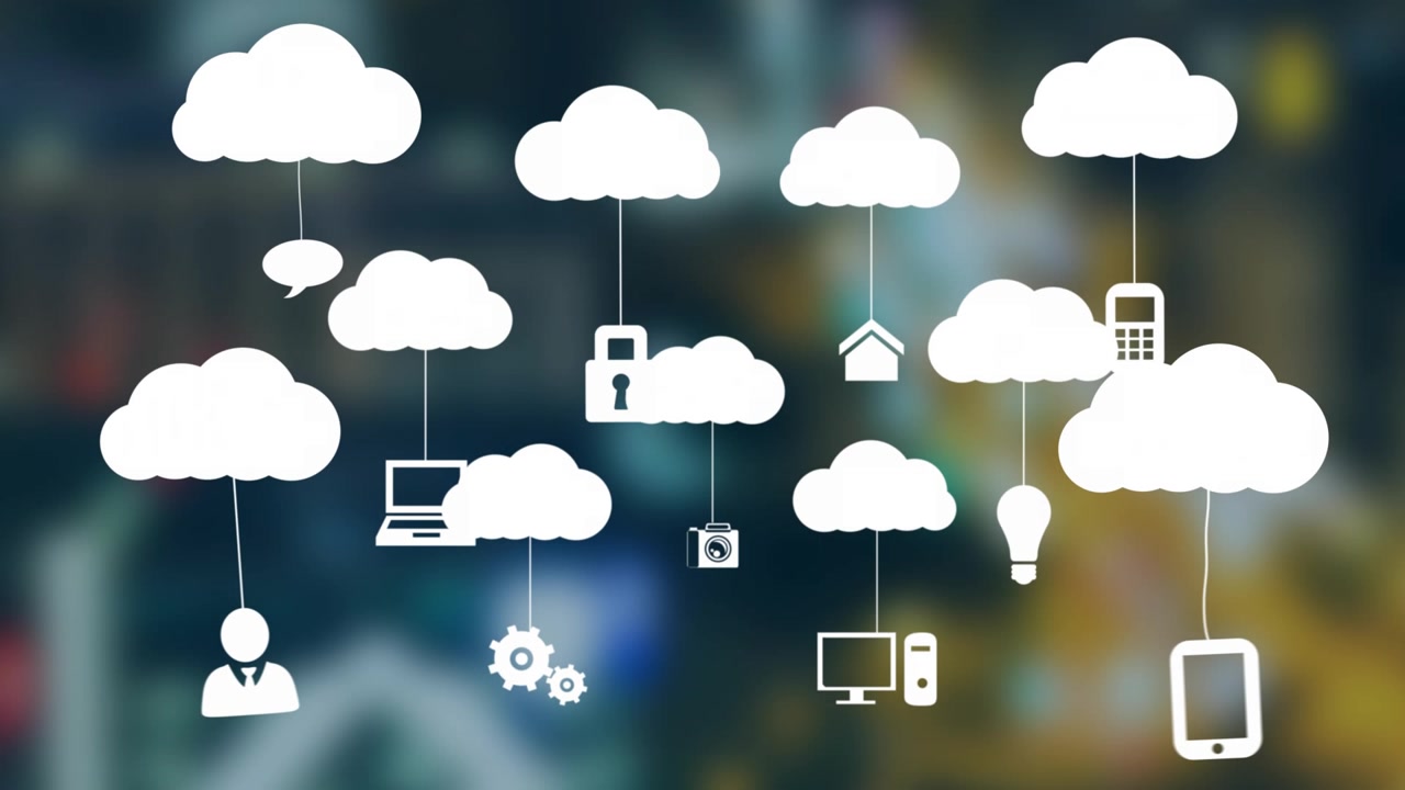 Animated Cloud Network Connecting Various Digital Devices and Services