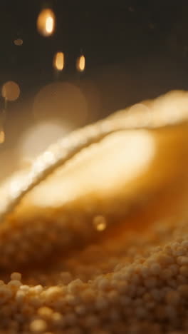 golden grains falling with bokeh effect