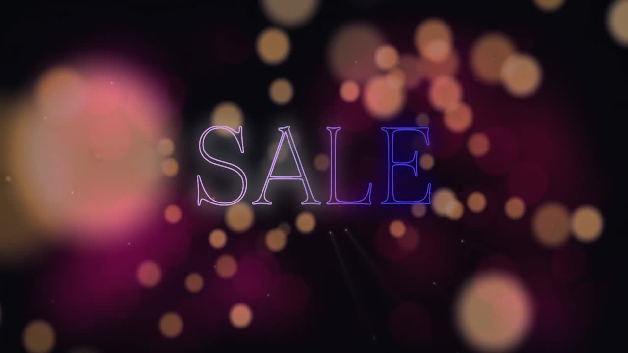 animación del texto de venta sobre las llamaradas de la lente contra un fondo negro