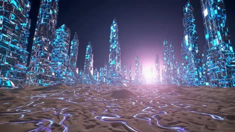 cyberpunk city in the desert