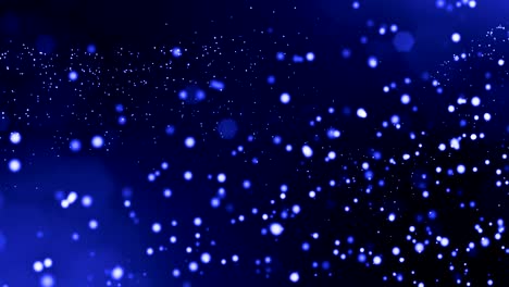 fondo azul 3d con fantásticas partículas luminosas. animación 3d en bucle con profundidad de campo, efectos de luz. fondo digital moderno. campo de punto 2