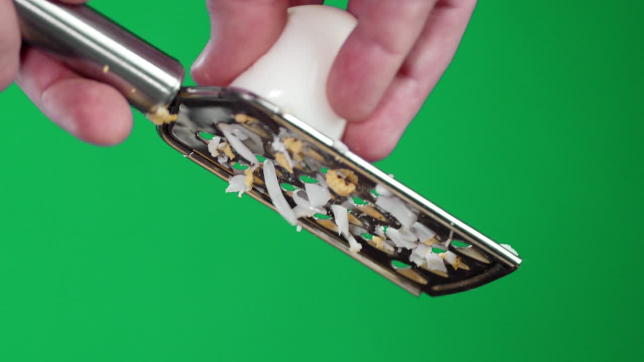 Boiled egg rubbed on a grater.